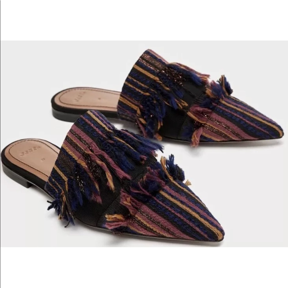 Zara Frayed Multicolored Flats